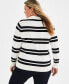 Фото #4 товара Plus Size Striped Johnny-Collar Pullover Sweater, Created for Macy's