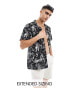 ASOS DESIGN relaxed revere linen look shirt with floral print in black