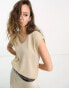 Фото #2 товара Only v neck t-shirt in gold metallic