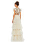 Women's Embroidered Bodice Cap Sleeve Ruffle Tiered Gown