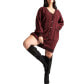 ფოტო #1 პროდუქტის Plus Size Cardigan Sweater Dress With Stripe Detail