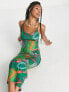 COLLUSION butterfly print cami maxi dress in green