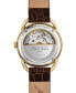 Фото #3 товара LIMITED EDITION Women's Swiss Automatic Joseph Bulova Brown Leather Strap Watch 34.5mm