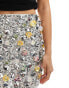 ASOS DESIGN flower sequin embellished mini skirt in silver