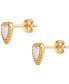 ფოტო #4 პროდუქტის Mother of Pearl & Cubic Zirconia Heart Stud Earrings in 18k Gold-Plated Sterling Silver, Created for Macy's