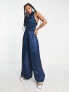 Nobody's Child Annie satin backless jumpsuit in navy