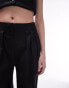 Topshop wide leg linen tailored trouser in black