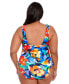 Фото #2 товара Plus Size Side-Shirred One-Piece Swimsuit