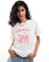 Фото #1 товара Pieces t-shirt with 'Fresco' front print in white