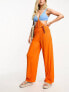 Vero Moda shirred waist beach trousers in orange