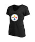 Фото #3 товара Women's Kenny Pickett Black Pittsburgh Steelers Plus Size Player Name and Number V-Neck T-shirt