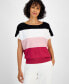 ფოტო #1 პროდუქტის Women's Colorblocked Extended-Sleeve Sweater