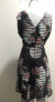 Фото #6 товара AX Paris Women's Printed Scoop Neck V Back Mesh Fit Flare Dress Black Multi 12