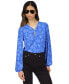 Фото #3 товара Petite Shadow-Fleur Print Long-Sleeve Top