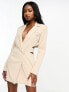 Фото #7 товара Kaiia belted blazer dress in stone