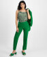 Фото #1 товара Women's Textured Crepe Mid Rise Staight-Leg Pants, Created for Macy's