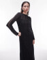 Фото #9 товара Topshop jersey ladder detail long sleeve maxi dress in black