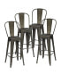 Фото #19 товара Set of 4 High Back Metal Stool 30'' Seat Bar Height