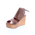 Фото #4 товара Bed Stu Enid F376011 Womens Brown Leather Slip On Wedges Sandals Shoes