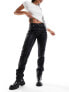 ONLY Riley high waisted coated straight leg jeans in black