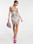 Фото #1 товара ASOS DESIGN embellished multi beaded mini dress with cut out bust detail in stone