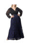 ფოტო #4 პროდუქტის Plus Size Mon Tresor Long Sleeve Lace Evening Gown