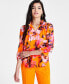 Фото #1 товара Women's Floral 3/4-Sleeve Top, Created for Macy's