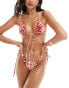 Фото #4 товара Candypants zebra tie side bikini bottom in red and cream