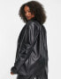 Extro & Vert Tall oversized blazer in black faux leather