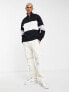 ASOS DESIGN oversized colour block half zip sweatshirt in black and white