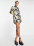 In The Style x Terrie Mcevoy wrap mini shirt dress in black floral