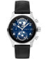 ფოტო #1 პროდუქტის Men's Summit 3 Black Leather Strap Smart Watch 42mm
