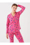 Gömlek Yaka Desenli Uzun Kollu Kadın Pijama Takımı