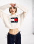 Tommy Jeans knit boxy flag sweater in white Ancient Weiß, 38 - фото #4