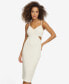 Women's Ruched-Front Side-Cutout Knit Midi Dress