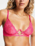 Фото #1 товара ASOS DESIGN Hallie heart lace underwired bra with hardware in pink