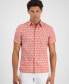 ფოტო #1 პროდუქტის Men's Slim-Fit Short Sleeve Button-Front Palm Print Shirt