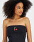 Juniors' Cherry Graphic Ribbed Tube Top