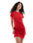 Adidas Performance Essentials 3-stripes t-shirt dress in red Kräftiges Scharlachrot, S - фото #1