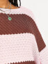 Фото #4 товара Daisy Street oversized open knit jumper in brown pink stripe