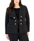 ფოტო #3 პროდუქტის Plus Size Ponte Faux-Double-Breasted Blazer