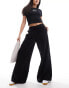 Фото #1 товара Stradivarius linen look super wide leg trouser in black