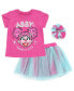 Фото #1 товара Baby Girls Abby Cadabby T-Shirt Tulle Mesh Skirt and Scrunchie 3 Piece Outfit Purple / Blue