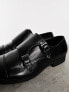 ASOS DESIGN monk shoes in black faux leather with emboss panel