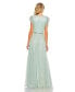 Women's Sequined Wrap Over Ruffled Cap Sleeve Gown