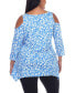 ფოტო #2 პროდუქტის Plus Size Leopard Cold Shoulder Tunic Top