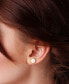 ფოტო #3 პროდუქტის Cultured Freshwater Pearl (8mm) Link Frame Stud Earrings in Gold-Tone Plated Sterling Silver