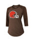 Women's Threads Deshaun Watson Brown Cleveland Browns Name & Number Raglan 3/4 Sleeve T-shirt