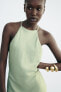 Фото #2 товара Атласное платье миди с горловиной халтер ZARA