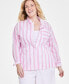 Фото #2 товара Trendy Plus Size Striped Shirt, Created for Macy's